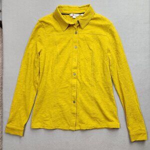 Boden Sunny Textured Button-Up Blouse Women Size 6 100% Cotton Yellow